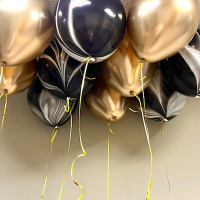 Мрамор чёрный, хром золото - 15шт